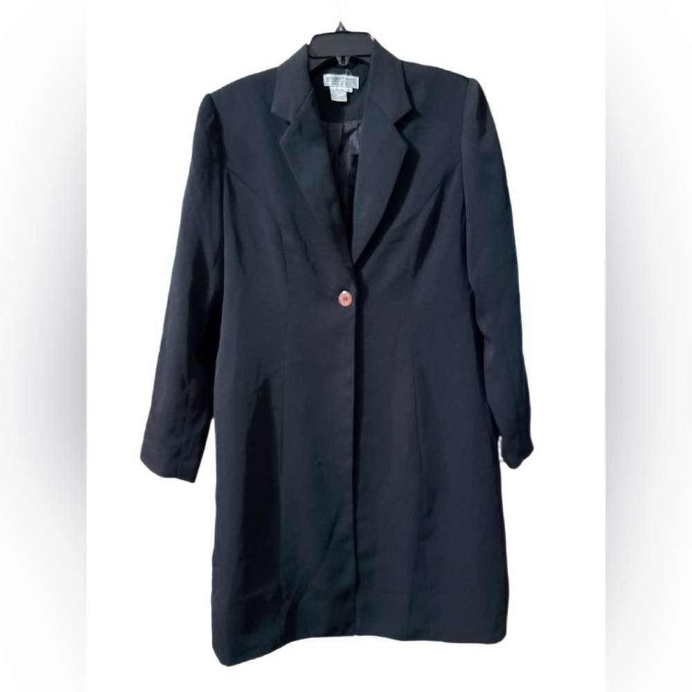 Vintage Newport News Black Long Blazer Coat Size 6 EUC